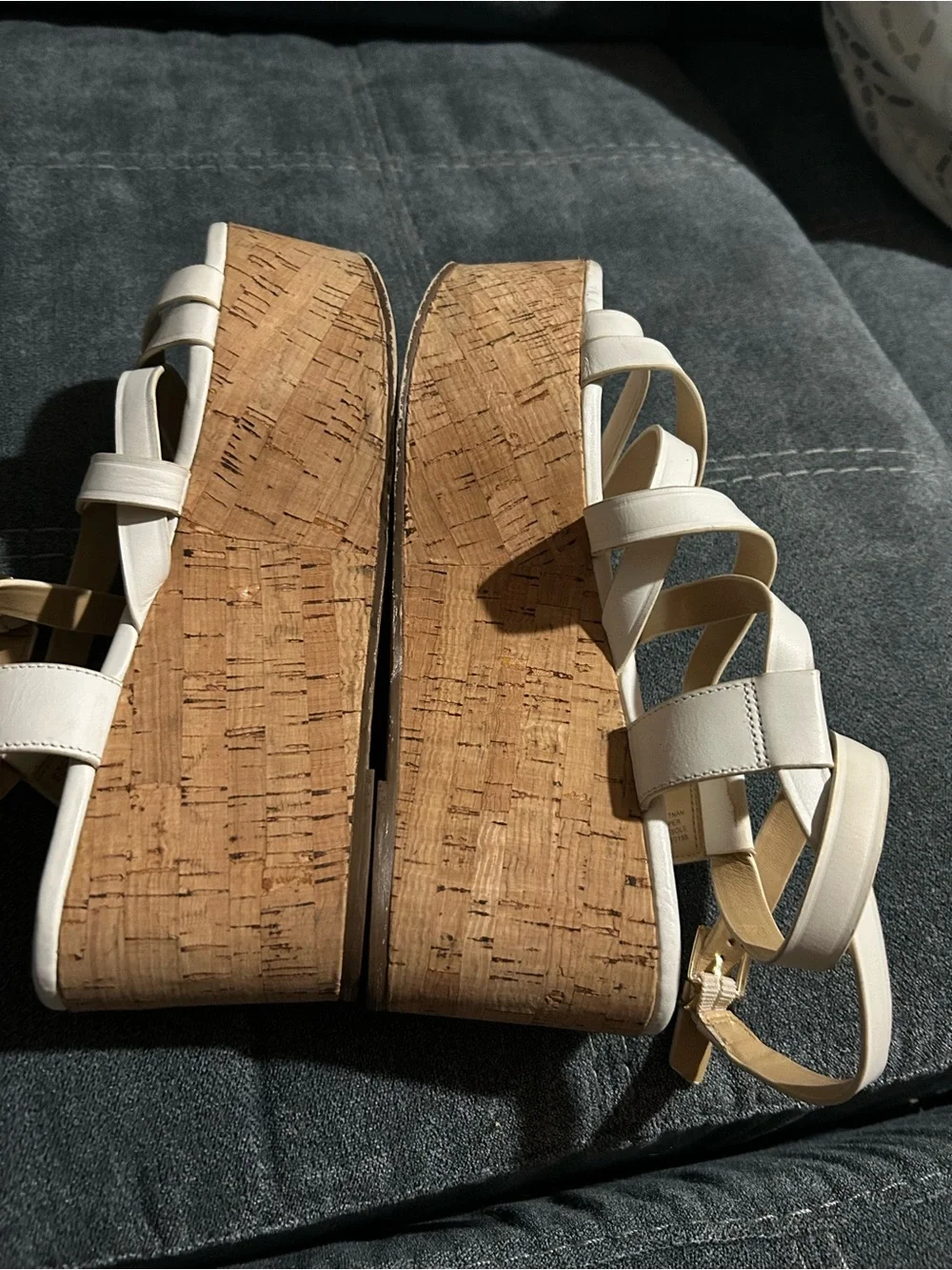 Michael Kors Cream Strappy Cork Platform Sandals